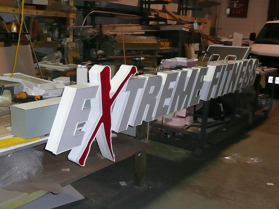 Extreme Fitness sign work in progress